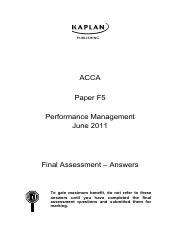 Acca F Performance Management Final Assessment Answers And Course Hero