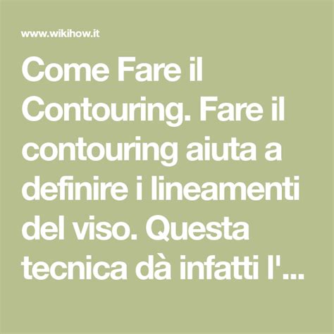 Come Fare Il Contouring