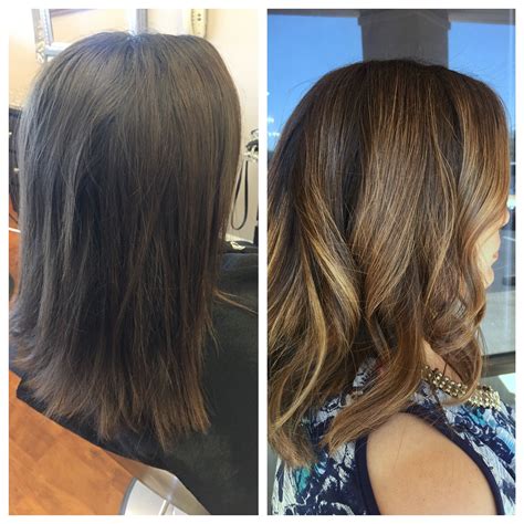 Blonde Balayage Before And After On Brunette Blonde Balayage New Hair Long Hair Styles