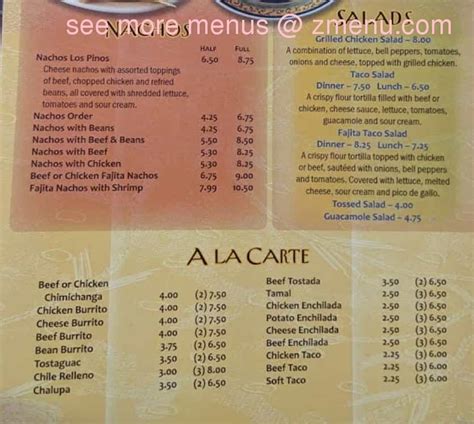 Online Menu Of Los Pinos Restaurant Mayfield Kentucky 42066 Zmenu