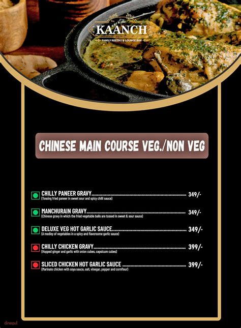 Menu Of The Kaanch Restro And Bar Mayur Vihar Phase 3 Delhi Dineout