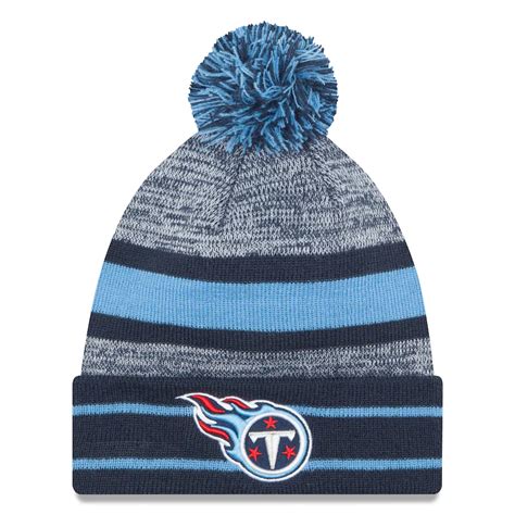 Men S Tennessee Titans New Era Navy Team Logo Cuffed Knit Hat With Pom