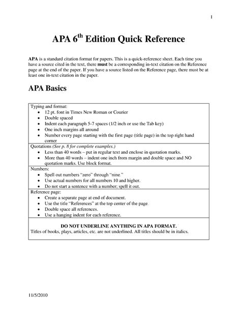 Apa Quick Reference Apa Th Edition Quick Reference Apa Is A