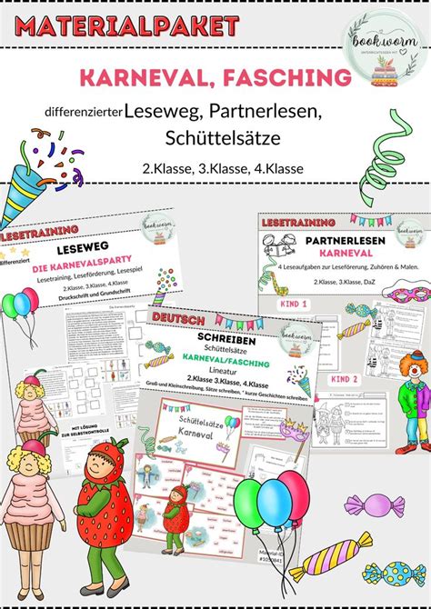 Materialpaket Karneval Fasching Schreiben Und Lesen Klasse