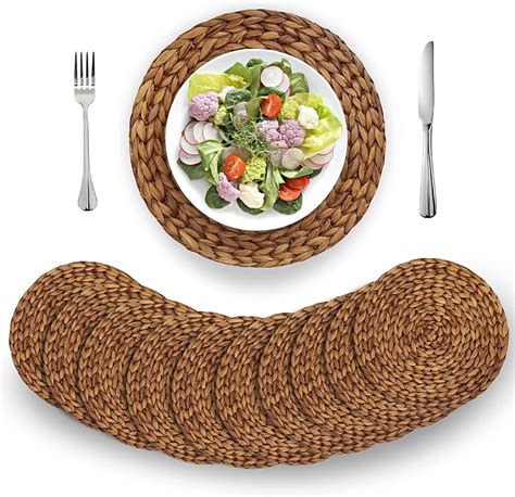 4 Sizes Brown Woven Placemats Round Set Of 10 Natural Water