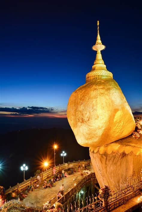 Golden Rock Kyaiktiyo Pagoda Religious Site In Myanmar Editorial