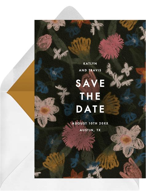 Shadow Blooms Save The Dates Greenvelope