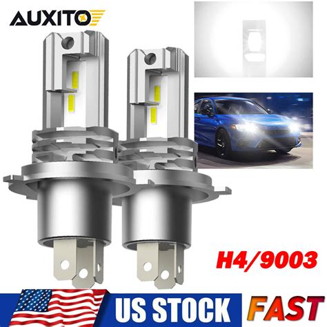 2pcs Auxito LED Fog Driving Light Headlight H4 6500K Bright White Bulbs