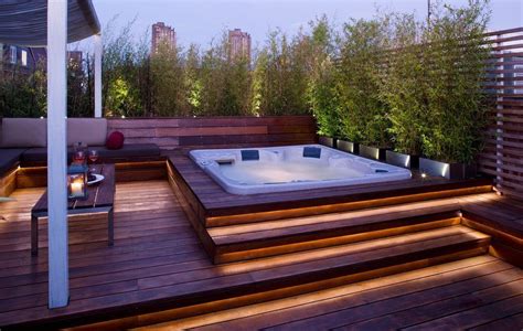 Jacuzz Patio Tropical With Roof Deck Roof Terrace Lighting Outdoor