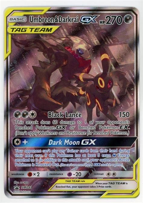 Pokemon Umbreon And Darkrai GX SM241 Black Star Promo Full Art NM