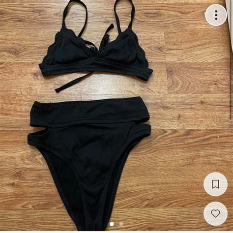 Urban Outfitters Swim Urban Outfitters Ribbed Black Bikini Poshmark