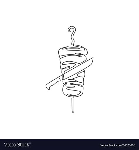 One Single Line Drawing Fresh Hot Spicy Royalty Free Vector