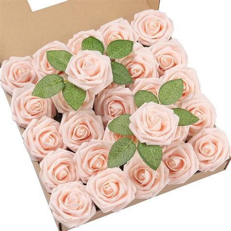 25pcs Artificial Roses Flowers Fake Roses With Stems Real Touch Foam Flowers For Diy Wedding