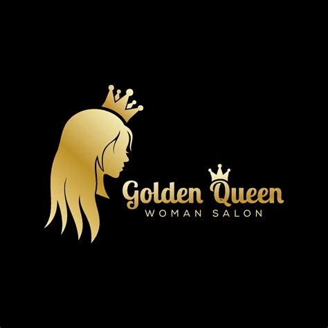 Golden Queen Logo Luxury Beauty Salon Logo Long Hair Logo Design