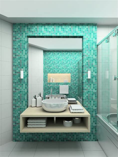 D Render Modern Interior Of Bathroom Stock Illustration Illustration