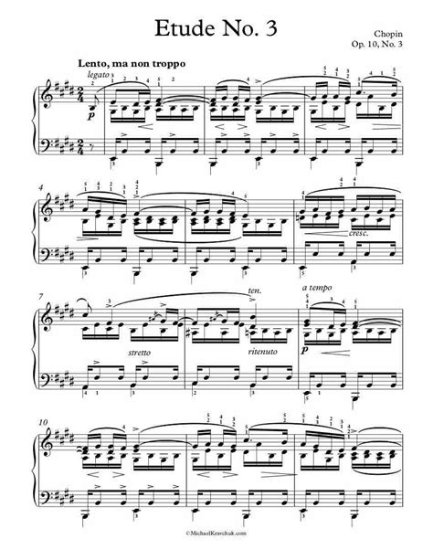 Free Piano Sheet Music Etude No 3 Tristesse Op 10 No 3