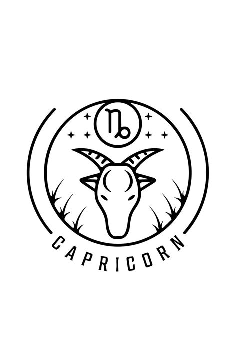 Capricorn Black and White Simple Digital Art | Capricorn, Black and ...