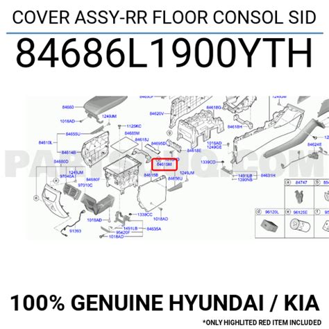 Cover Assy Rr Floor Consol Sid L Yth Hyundai Kia Parts