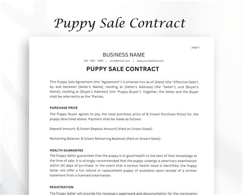 Puppy Sales Contract Pritable Puppy Contract Form Puppy Sale Contract