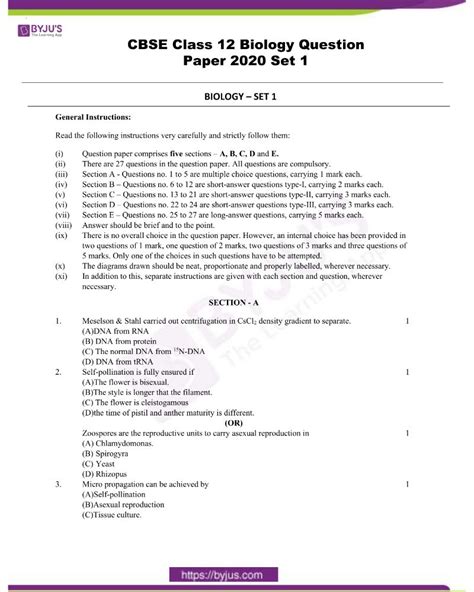 Cbse Class 12 Biology Question Papers 2020 With Answer Pdfs 14986 Hot