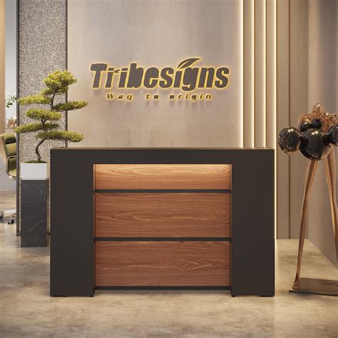 Buy Tribesigns Modern Reception Desk With Led Lights Inches Front