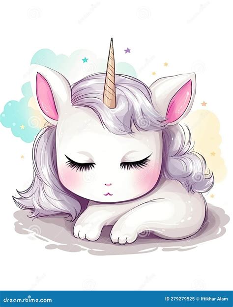 Baby Unicorn Sleeping Illustration Baby Unicorn Sleeping And Sitting