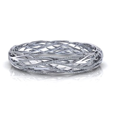 Woven Diamond Bangle Bracelet - Jewelry Designs