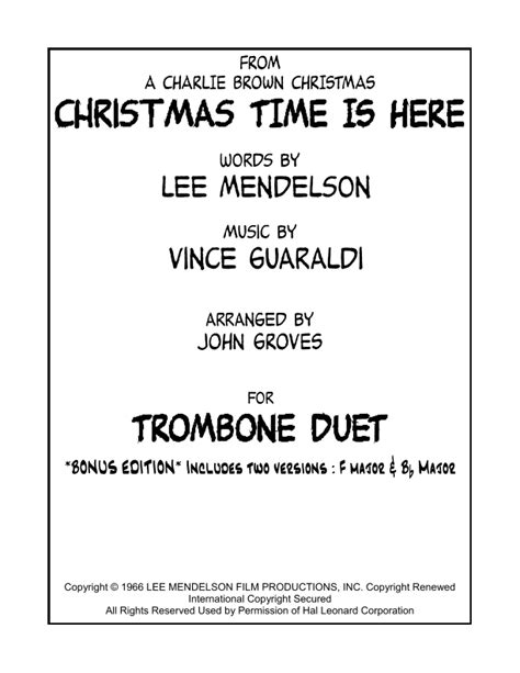 Christmas Time Is Here Arr John Groves By Vince Guaraldi Sheet Music