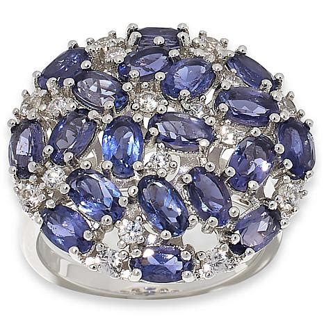 Colleen Lopez Sterling Silver Iolite And Zircon Round Cluster Ring