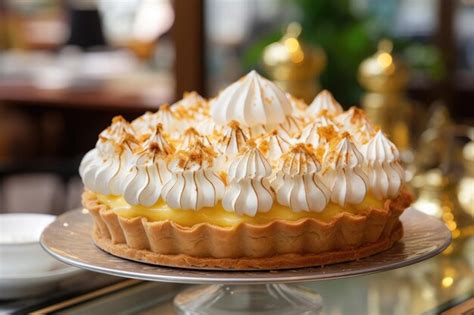 Premium Photo Lemon Pie On Display In A Parisian Patisserie