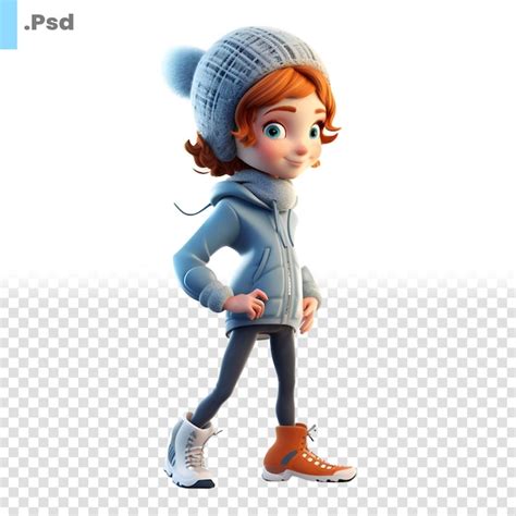 Representación digital 3d de una linda chica de invierno aislada en una