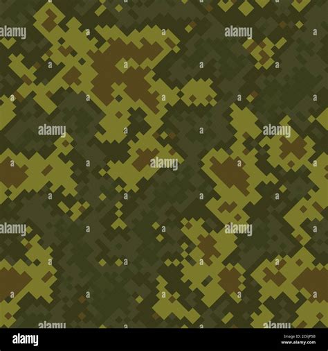 Seamless Digital Woodland Pixel Camo Texture Vector For Army Textile