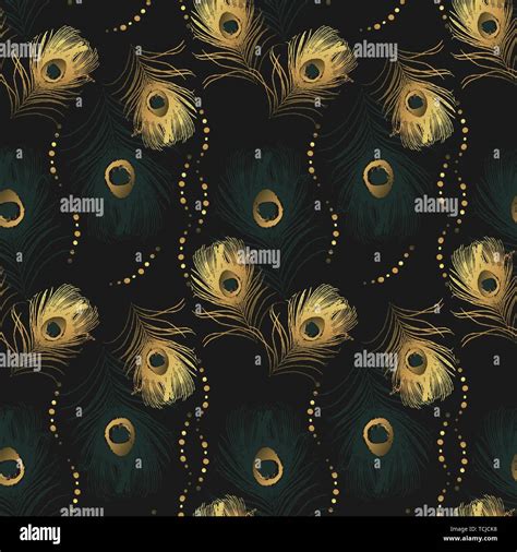 Seamless Pattern From Golden Peacock Feathers Stock Vector Stock Vector Image And Art Alamy