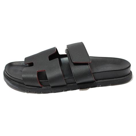 Hermès Männer Sandalen Schwarz Leder ref 666436 Joli Closet