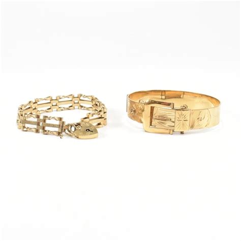 A S Rolled Gold Excalibur Hinged Buckle Bangle Together With A