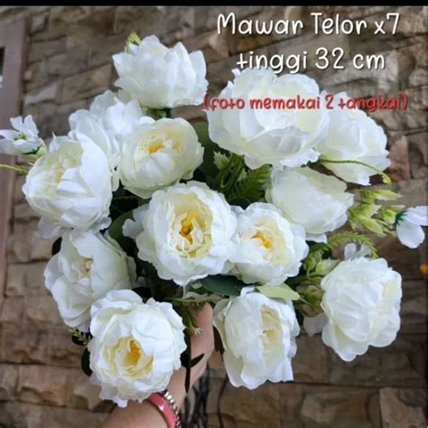 Jual Mawar Telor X7 Peony Jumbo 7R 7Cabang Bunga Artificial Shopee