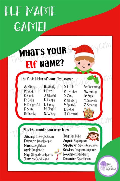 What S Your Elf Name Printable Christmas Game Weihnachten Xmas