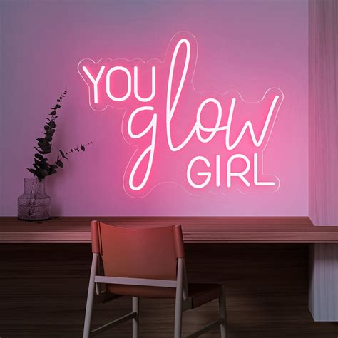 You Glow Girl Neon Signneon Light Bedroom Deocrgirls Room Light Signsalon Beauty Room Neon