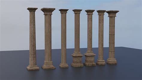 D Model Stone Pillars Vr Ar Low Poly Cgtrader