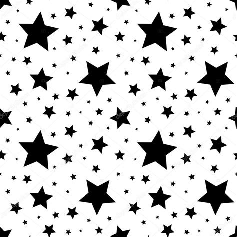 Seamless Pattern With Black Stars On White Vector Illustration