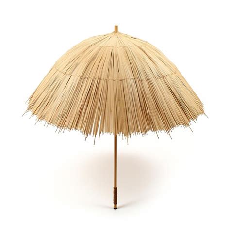 Premium Photo Straw Beach Umbrella Isolated On White Background