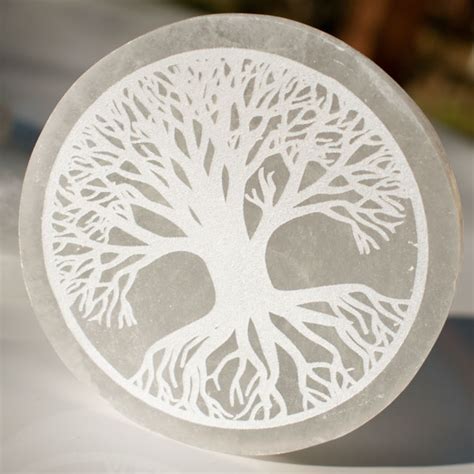 Cm Tree Of Life Round Selenite Charging Plate Selenite Wholesale I