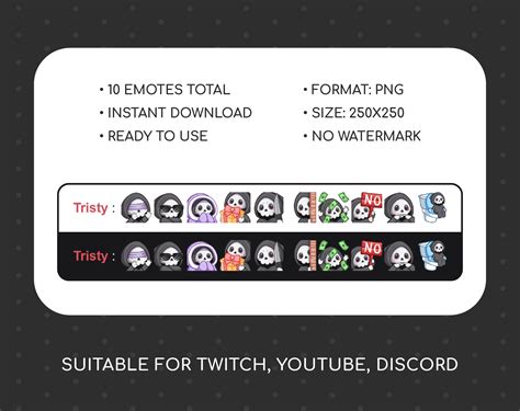 10 Cute Halloween Grim Reaper Emotes Pack 4 For Twitch Youtube