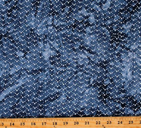 Cotton Artisan Batiks Kasuri White Dots On Blue Cotton Fabric Print By