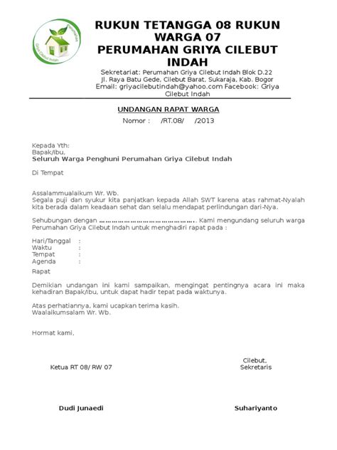 Contoh Surat Undangan Rapat Rw 57 Koleksi Gambar