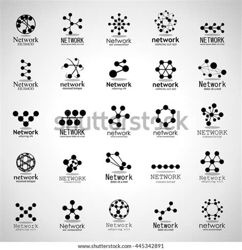 Network Icons Set Isolated On Gray Stock Vector Royalty Free