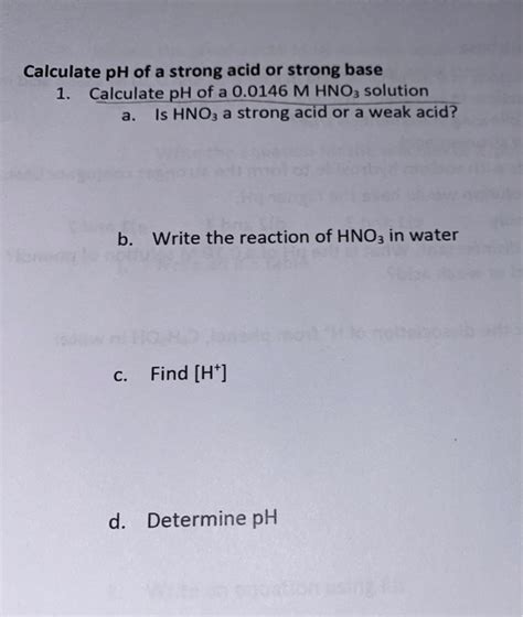 Solved Calculate PH Of A Strong Acid Or Strong Base 1 Chegg