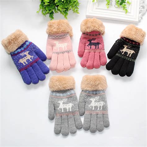 Toddler baby knit gloves cute warm Christmas cartoon deer winter thick ...