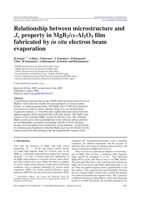 Pdf Relationship Between Microstructure And Jc Property In Mgb