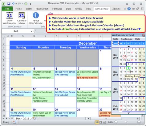 WinCalendar for Windows, Word & Excel 4.33 | Organizers